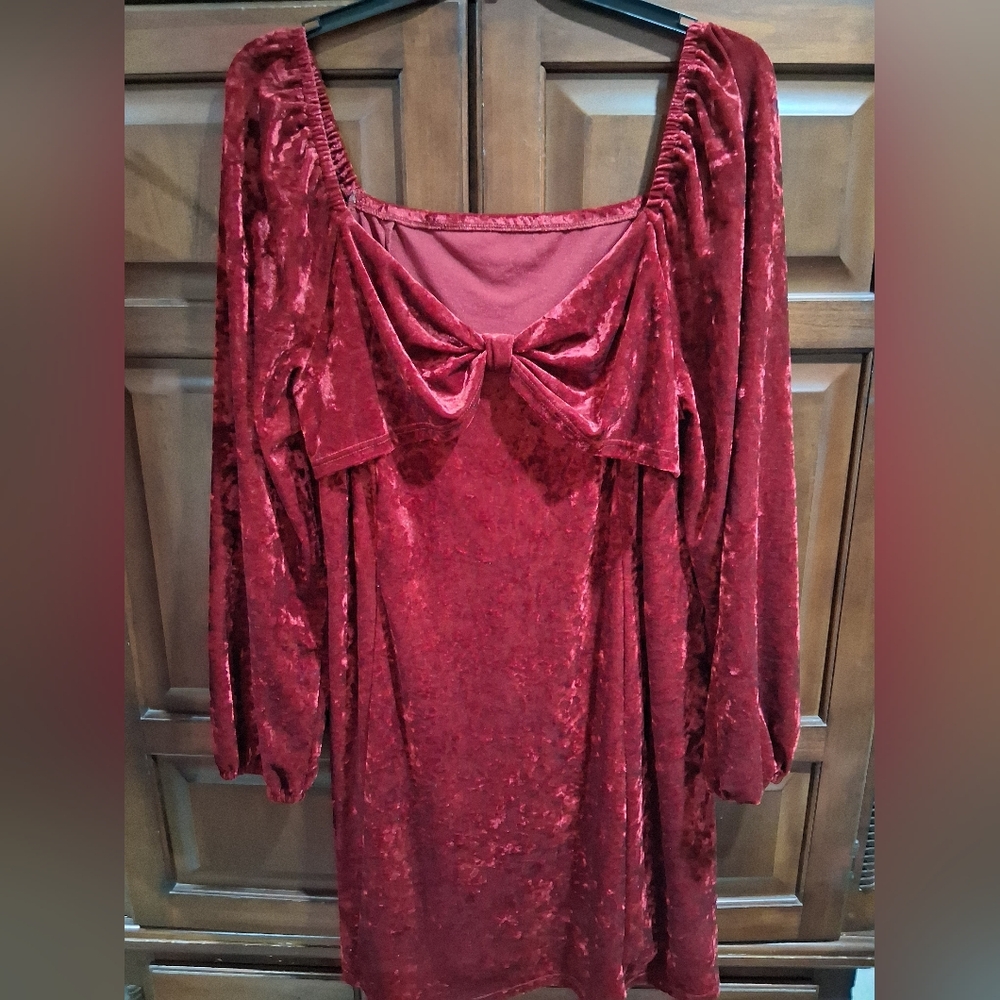 Elegant Red Velvet Looking Dress By SHEIN. 4X Good Condition.